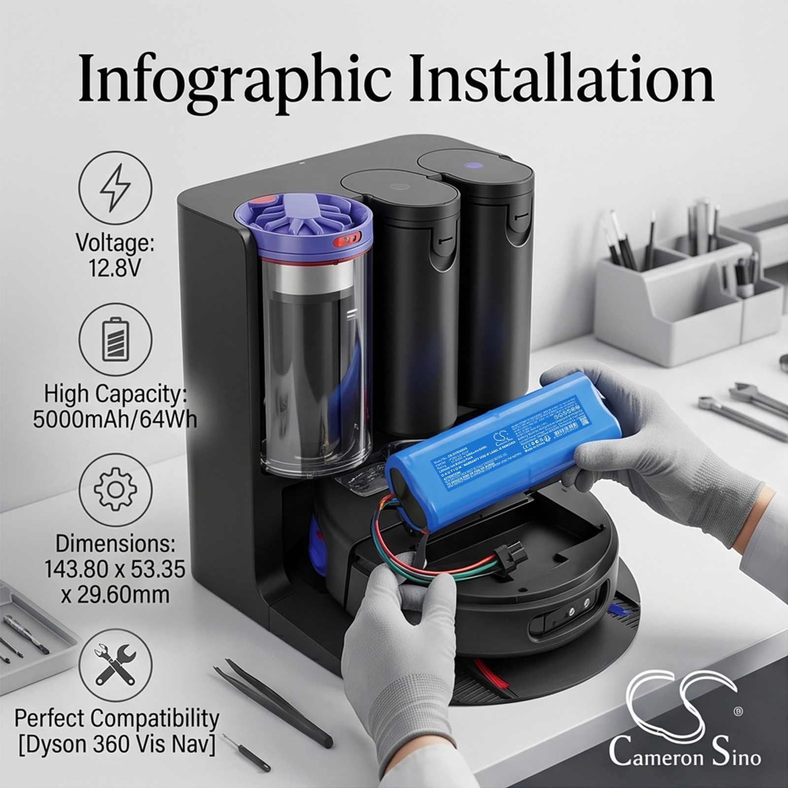 Batteri till Vakuum för Dyson   586183-01, RB05 Spot+Scrub Ai,  Spot+Scrub Ai