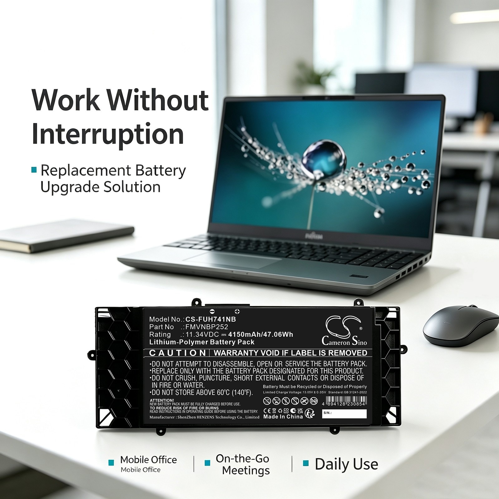 Batteri till Laptop, Bärbar dator för Fujitsu LifeBook U7411/G,  LifeBook U7511/G