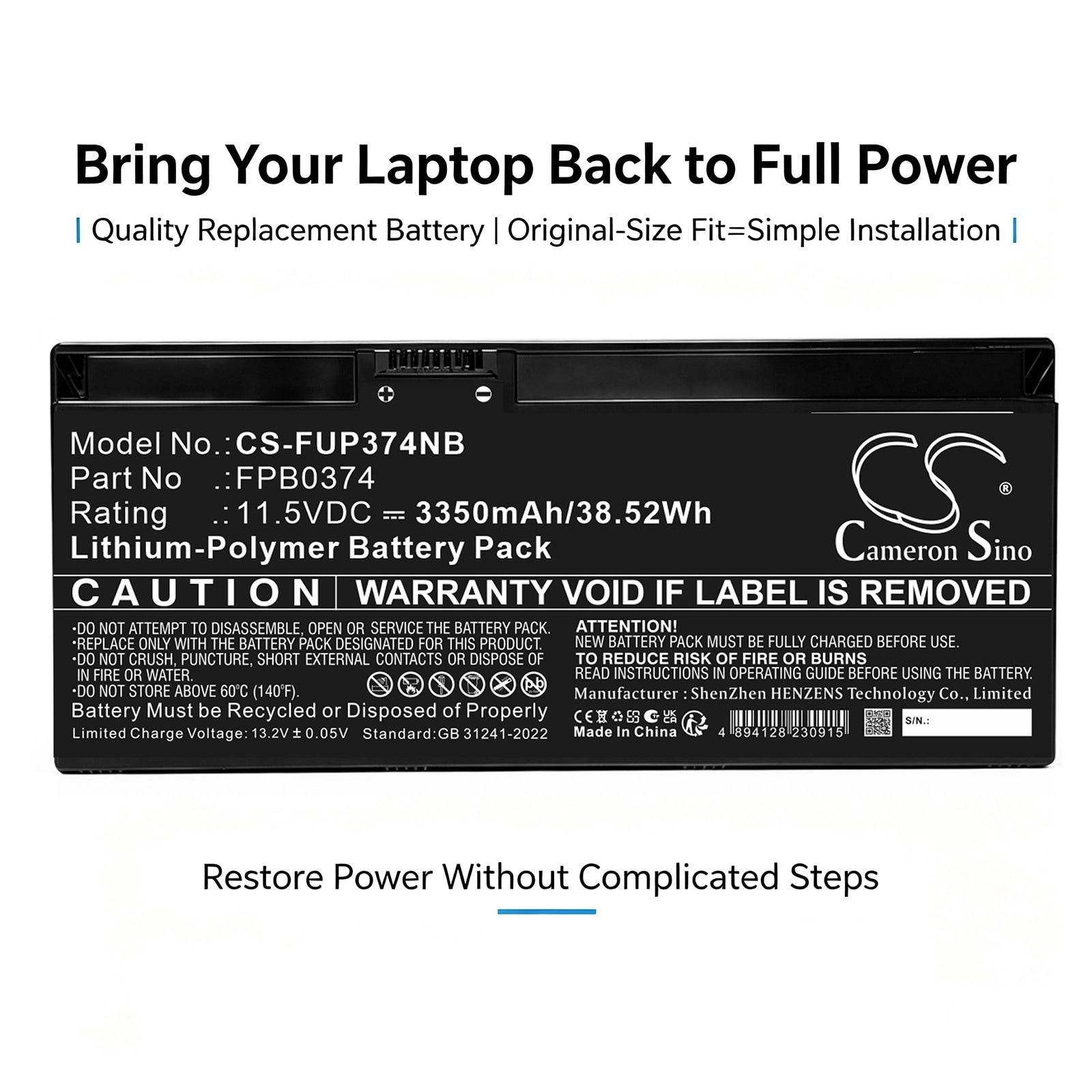 Batteri till Laptop, Bärbar dator för Fujitsu  FMVQH04001, Lifebook U3114X m.fl.