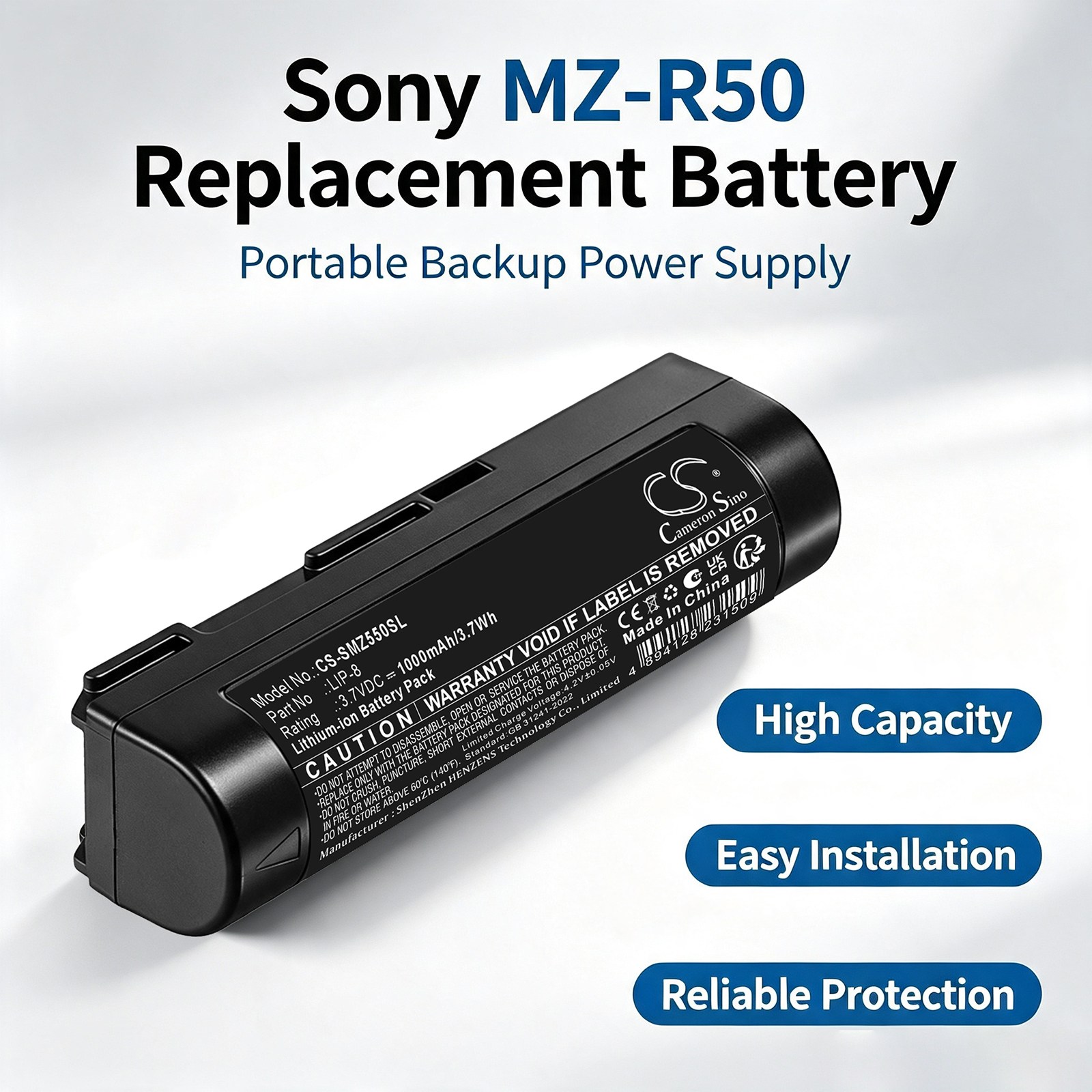 Batteri till Musik för Sony MZ-R50, MZ-R50S, MZ-R5ST