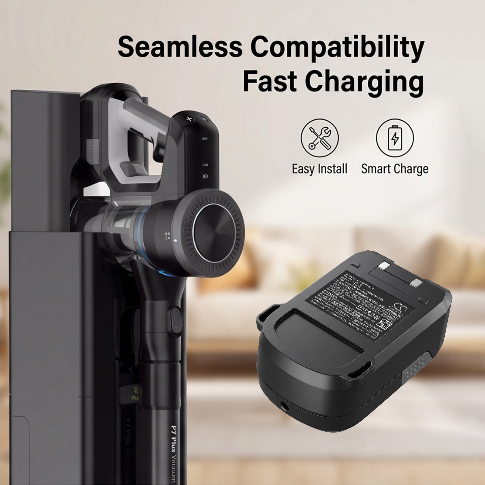 Batteri till Vakuum för Redkey P7 Plus,  P7 Plus Handheld Cordless Vacuum Cleaner