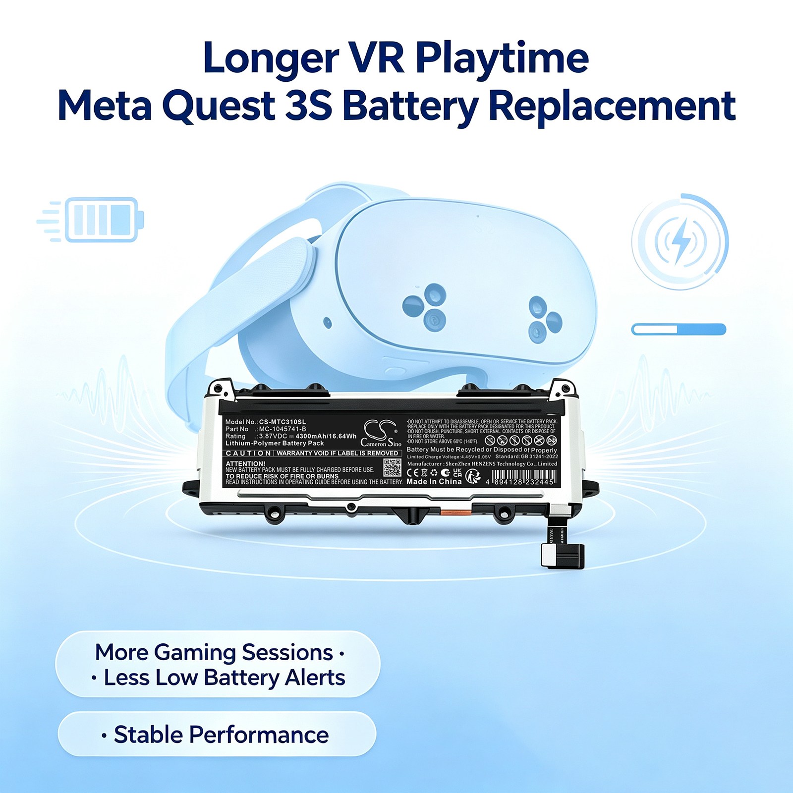 Batteri till VR för Meta Quest 3S
