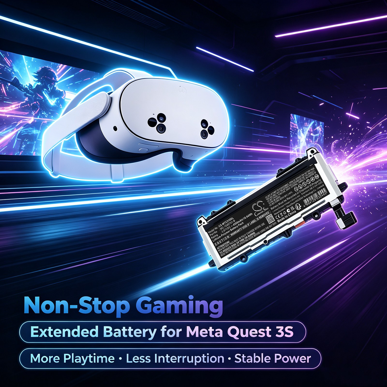 Batteri till VR för Meta Quest 3S