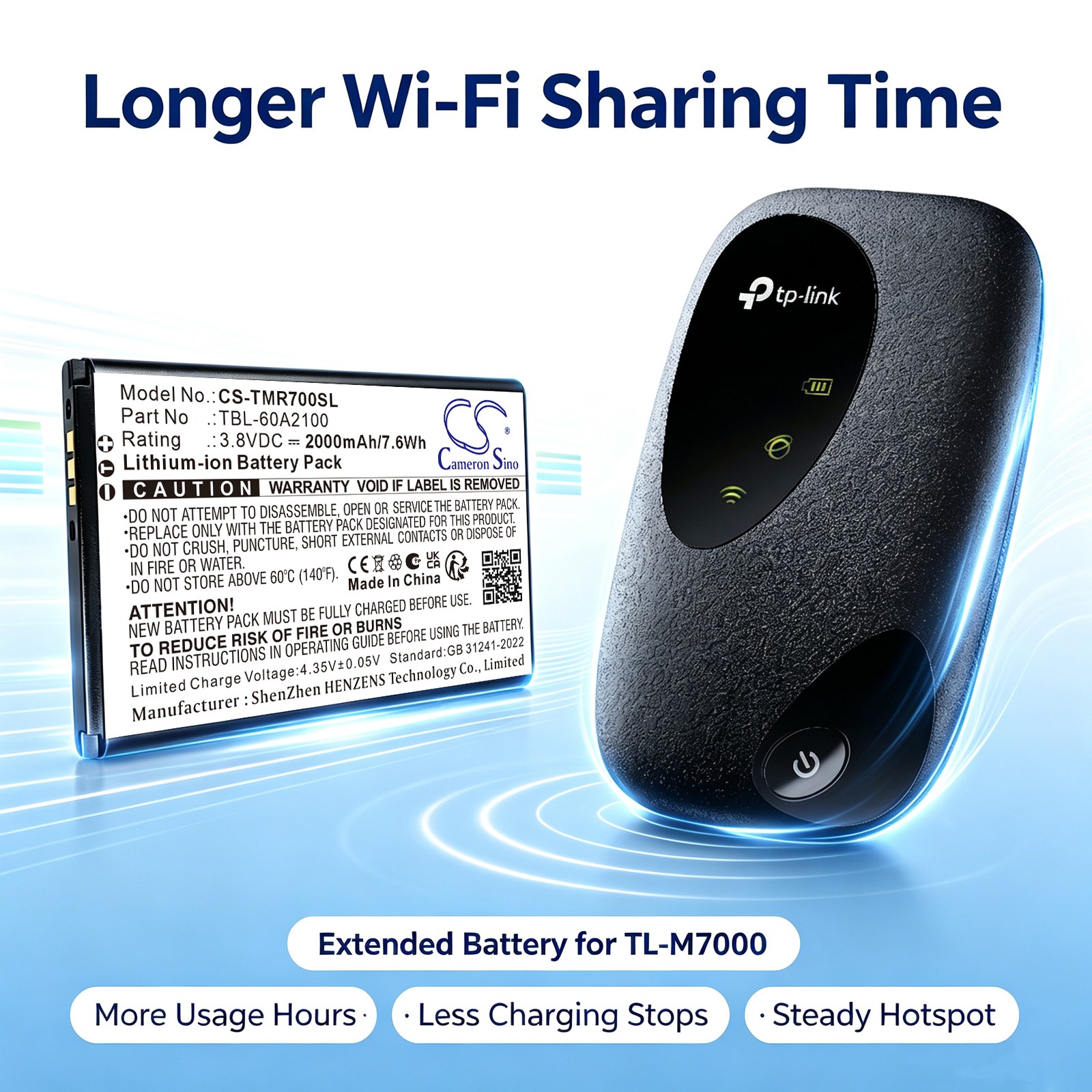 Batteri till Hotspot för TP-Link TL-M7000,  TL-M7200