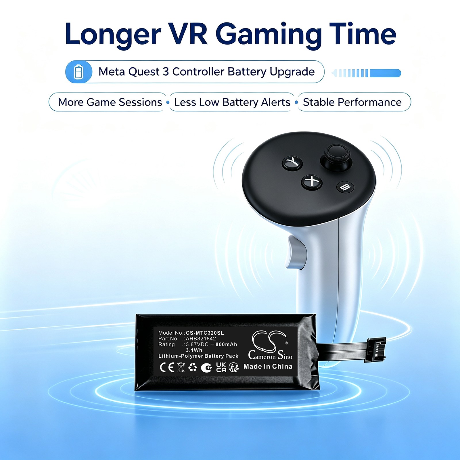 Batteri till Spelkonsol för Meta Quest 3 Game Controller,  Quest 3S Game Controller