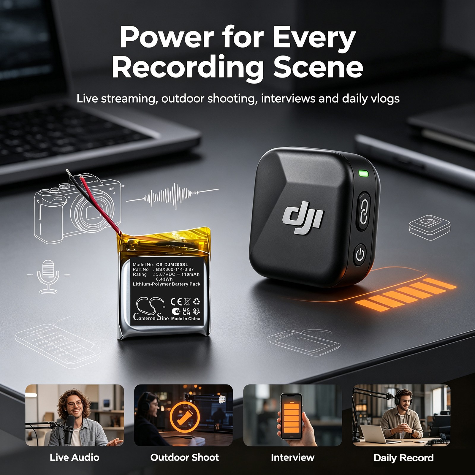 Batteri till Mikrofon för DJI Mic Mini