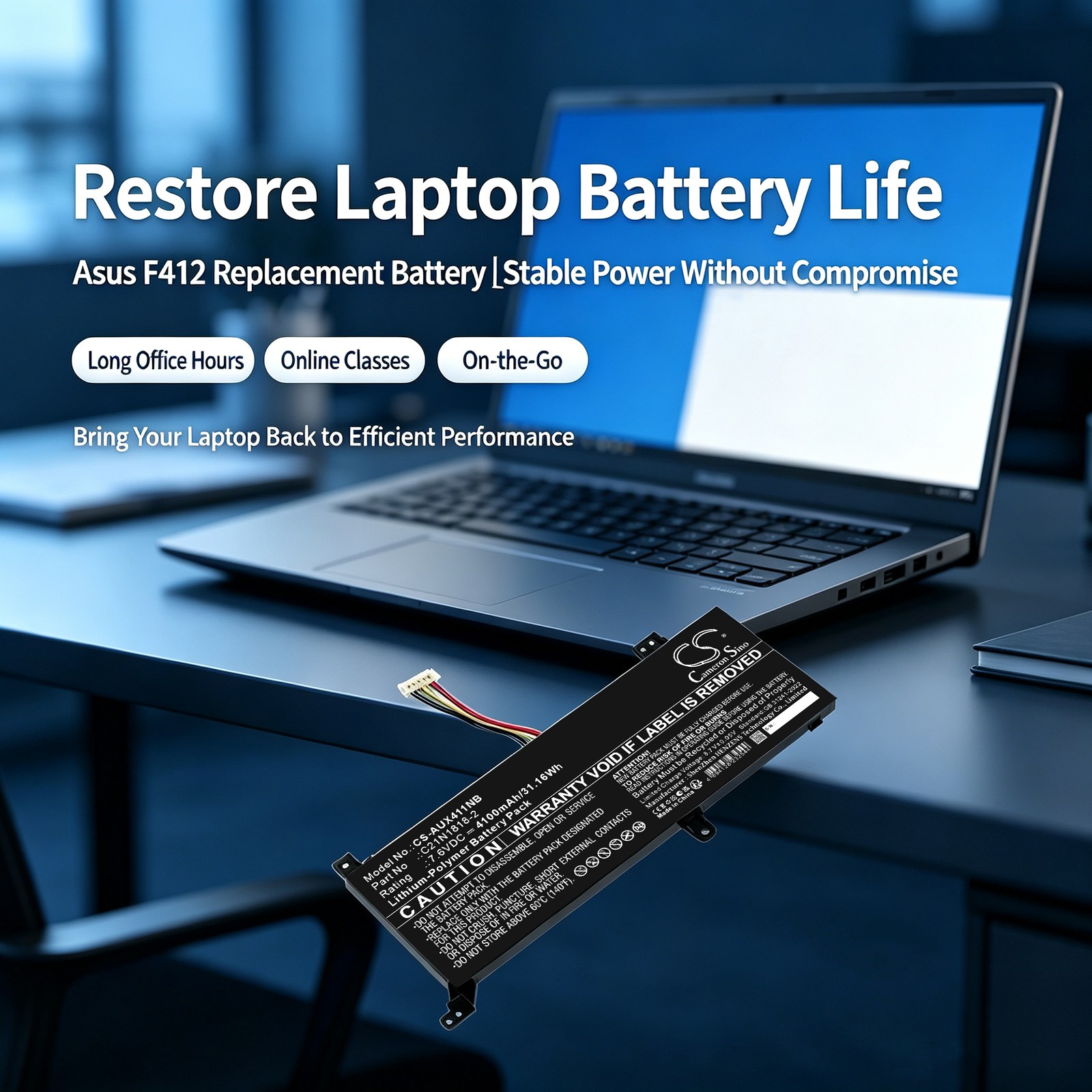Batteri till Laptop, Bärbar dator för Asus  F412,  X412,  A412D m.fl.