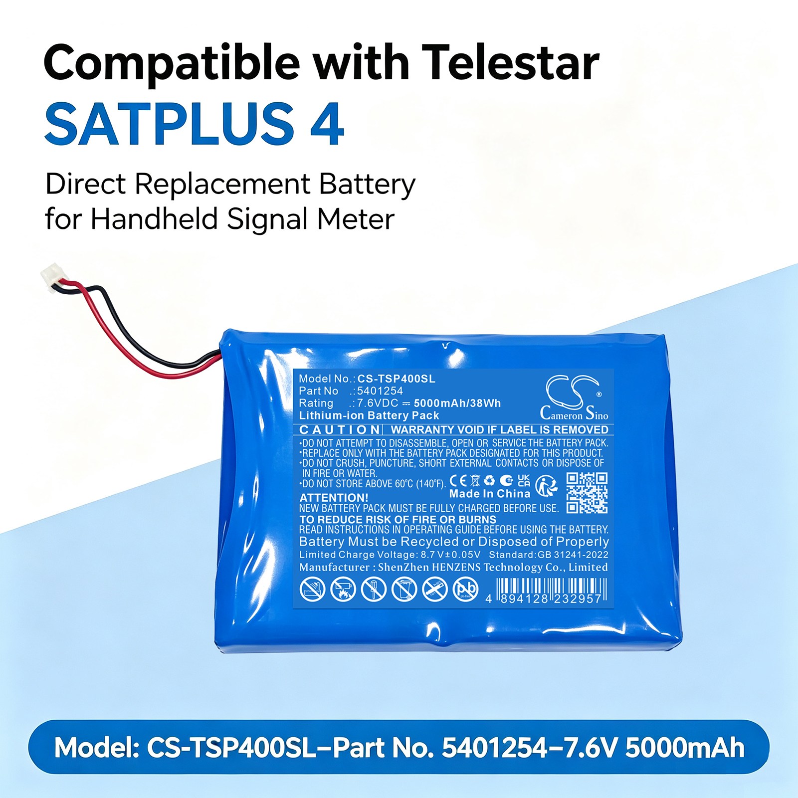 Batteri till Utrustning, kartläggning, provning för Telestar  5401254, Satplus 4