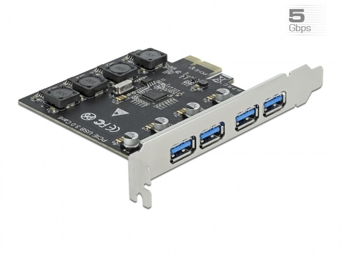 Delock PCI Express x1-kort till 4 x externa USB Typ-A (SuperSpeed USB)
