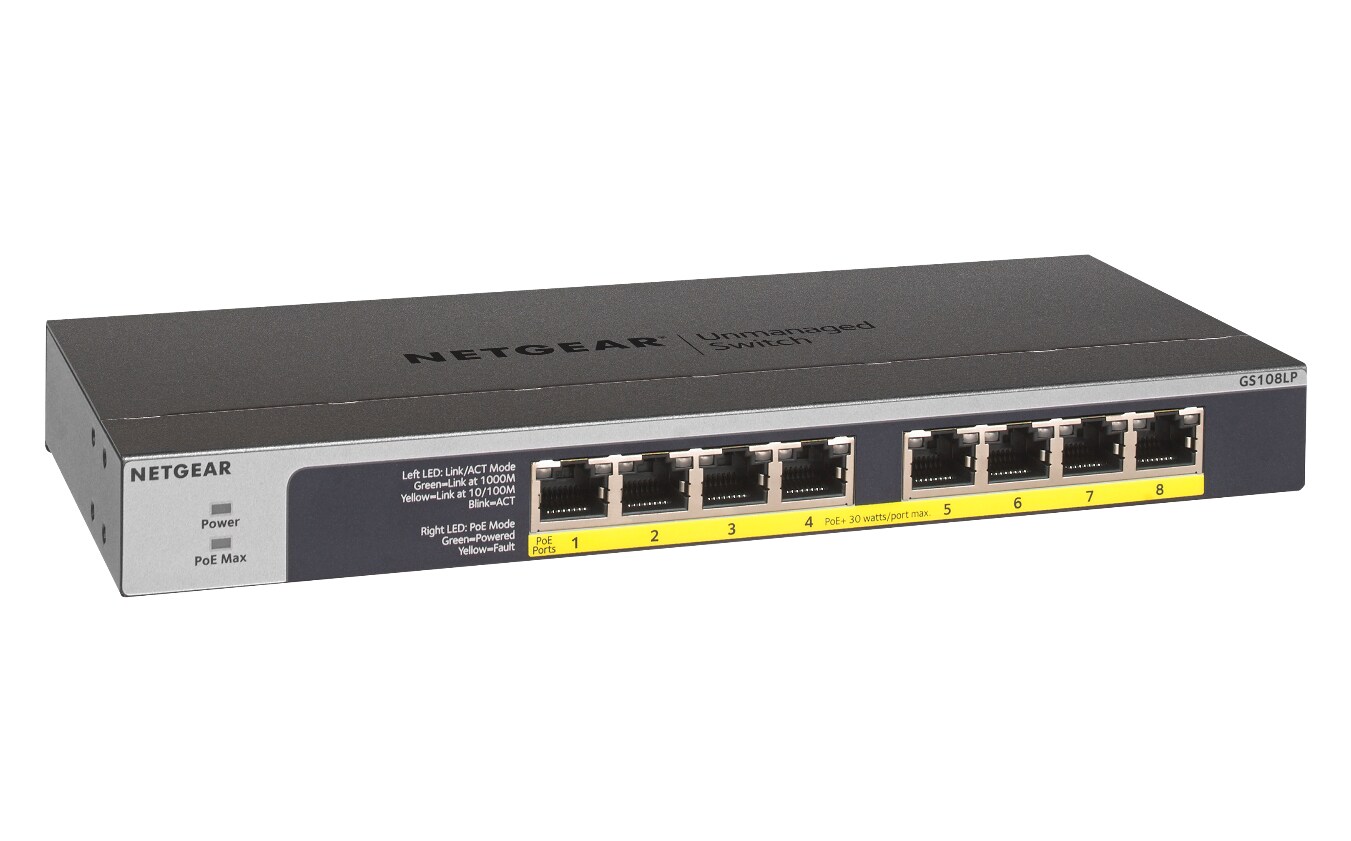 Netgear GS108LP-100EUS 8-portars Gigabit Ethernet PoE/PoE+ Flex omanagerad switch