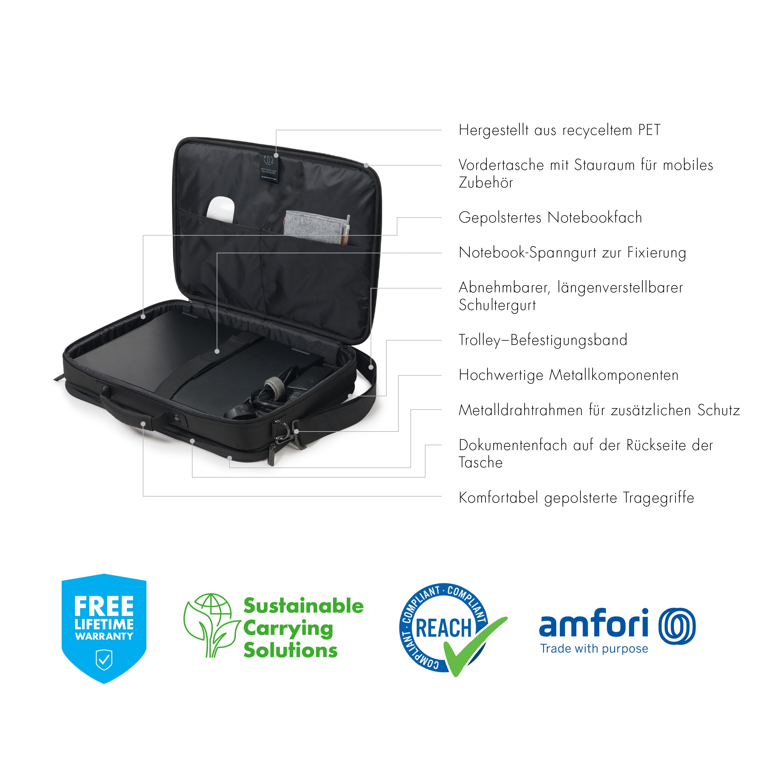 Dicota laptoptasche Eco Multi Plus BASE 14–15,6" svart