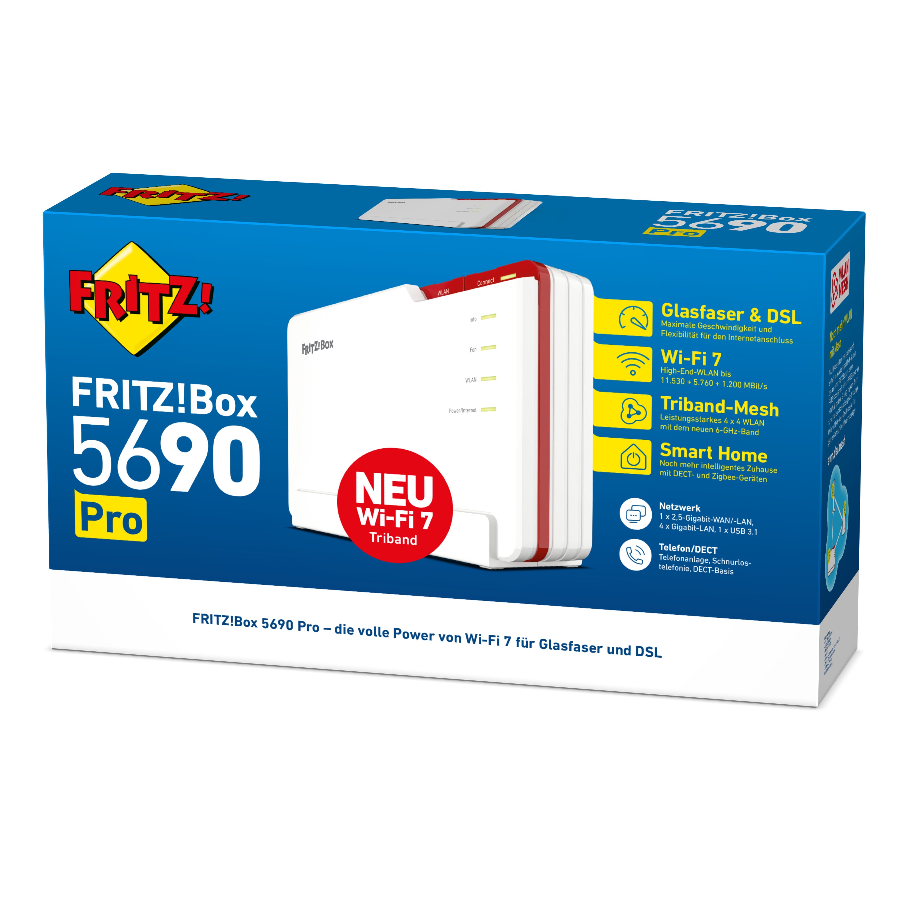 FRITZ!Box 5690 Pro för fiber och DSL med Wi‑Fi 7