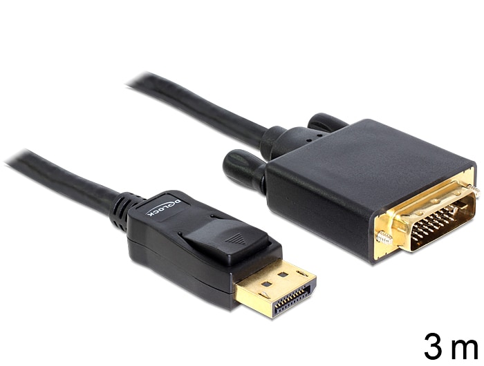 3 m, passiv, Delock kabel DisplayPort 1.1 hane till DVI-D (Dual Link) 24+1 hane