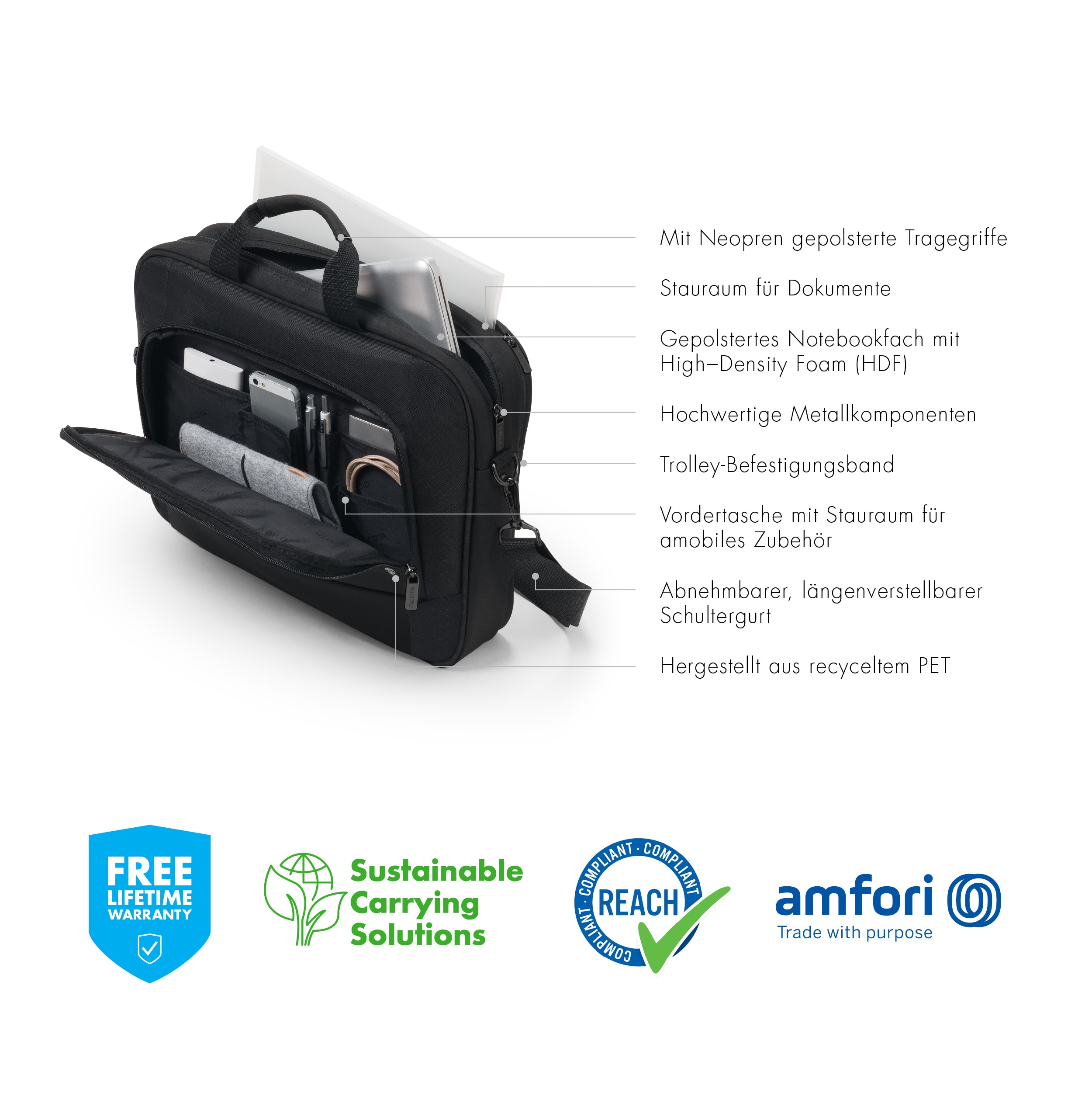 Dicota Laptoptasche Eco Top Traveller BASE 13–14,1" svart