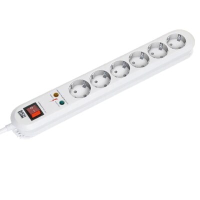 Bachmann SMART borduttag 6xCEE7/3 med överspänningsskydd och strömbrytare, 1, 5 m