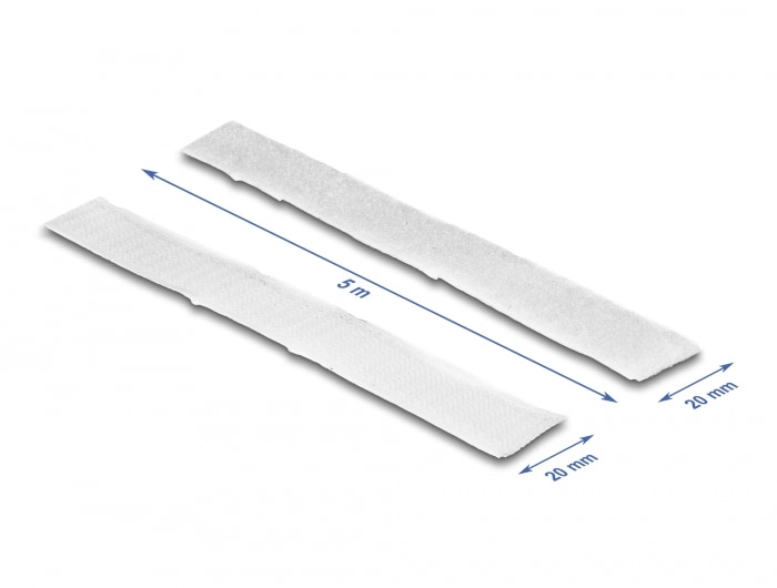 Delock självhäftande kardborreband – hakband och mjukband 5 m x 20 mm