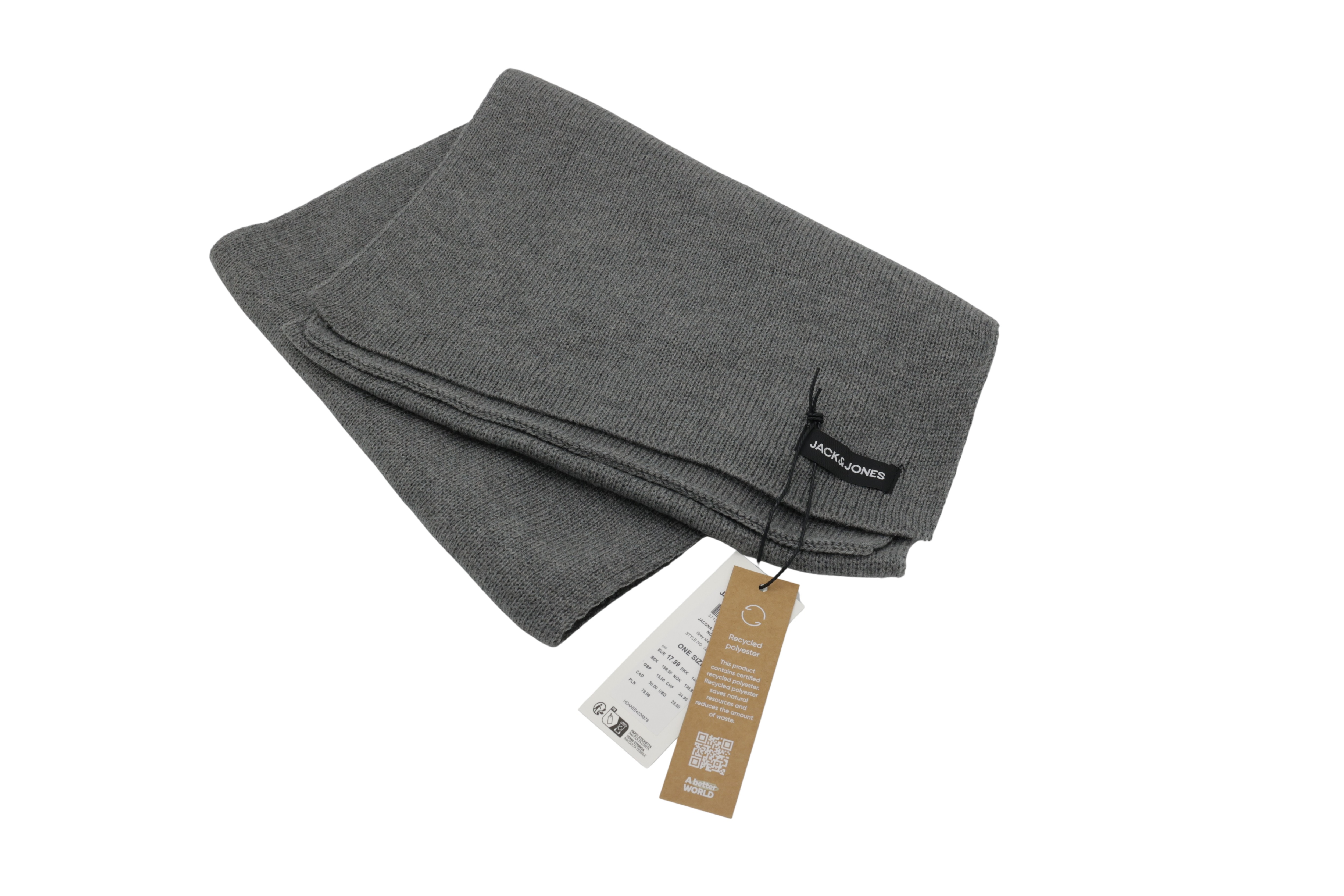 Jack & Jones stickad halsduk DNA, gråmelerad