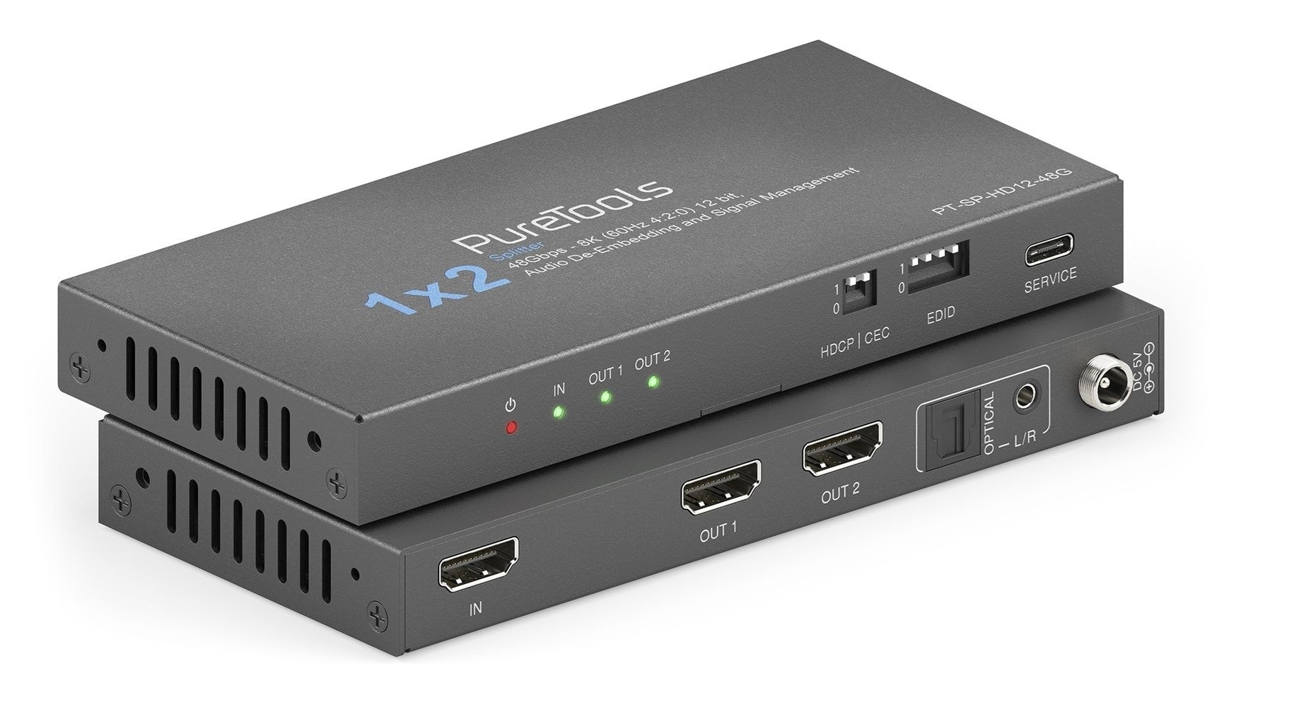 PureLink PureTools 1x2 HDMI 2.1-splitter 48 Gbps 8K (60 Hz 4:2:0) 12-bit