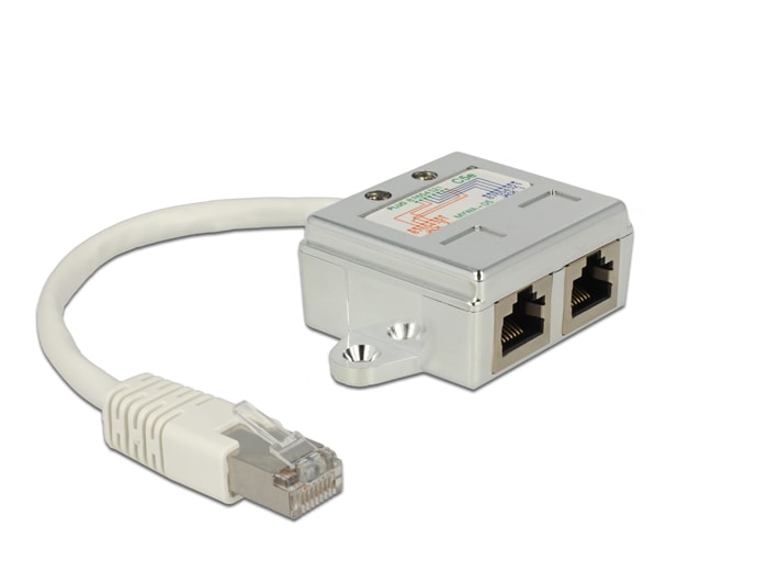 Delock RJ45 portdubblare – 1 x RJ45 hane till 2 x RJ45 hona (2 x ISDN)