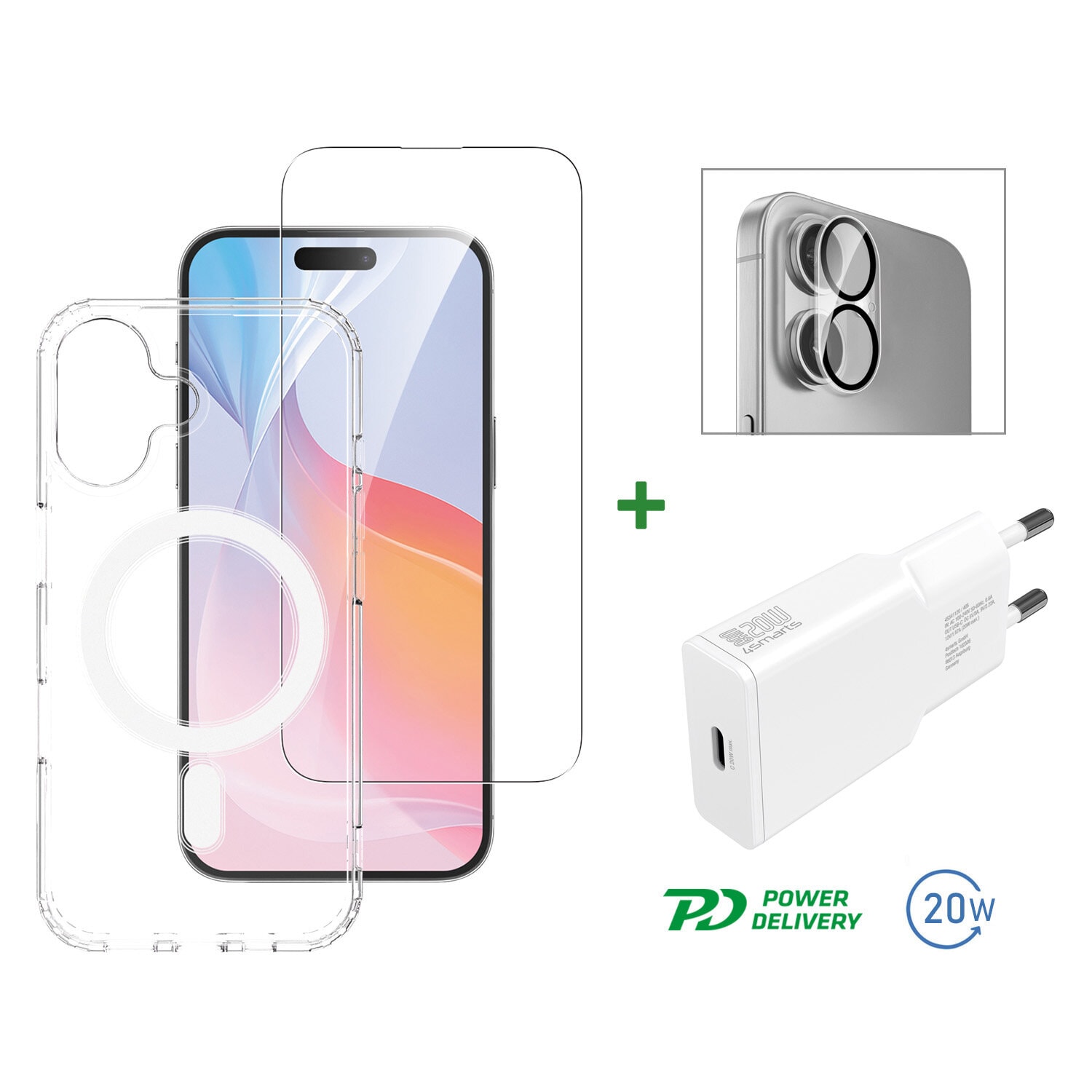 4smarts 3-i-1 Premium Starter Set för Apple iPhone 16, MagSafe-kompatibel