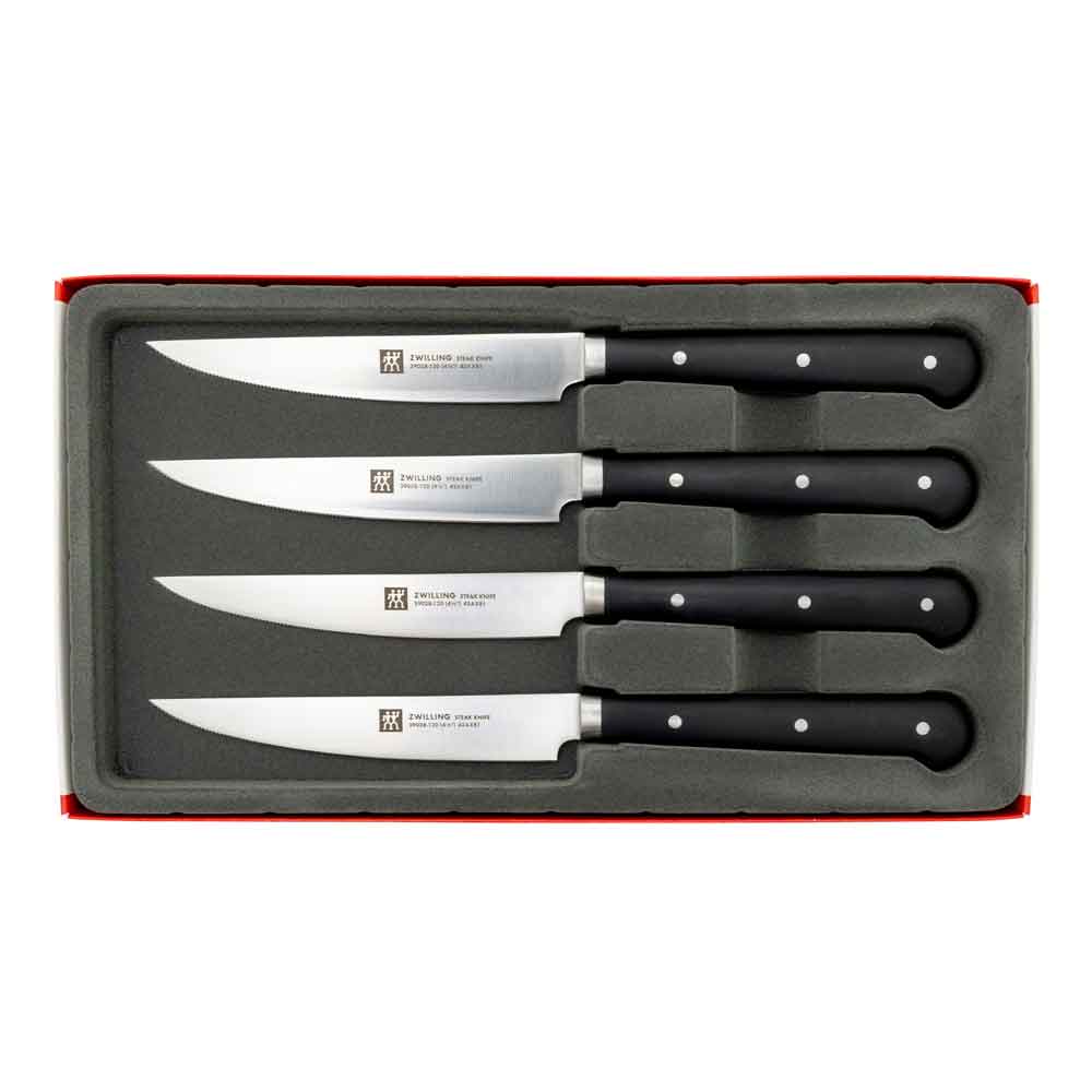 Zwilling 39029002-0 steakset med vågslipning, 4 delar, rostfritt stål, svart/silver