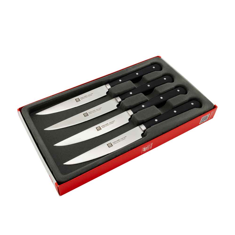 Zwilling 39029002-0 steakset med vågslipning, 4 delar, rostfritt stål, svart/silver