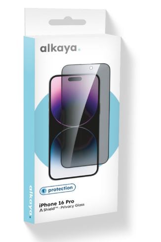 alkaya A Shield Display-skyddsglas med integritet 3D Full Cover för iPhone 16 Pro
