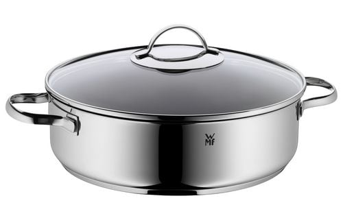 WMF 0761406380 Gryta/Stekpanna för långkok, belagd Ø 28 cm med hällkant och glaslock