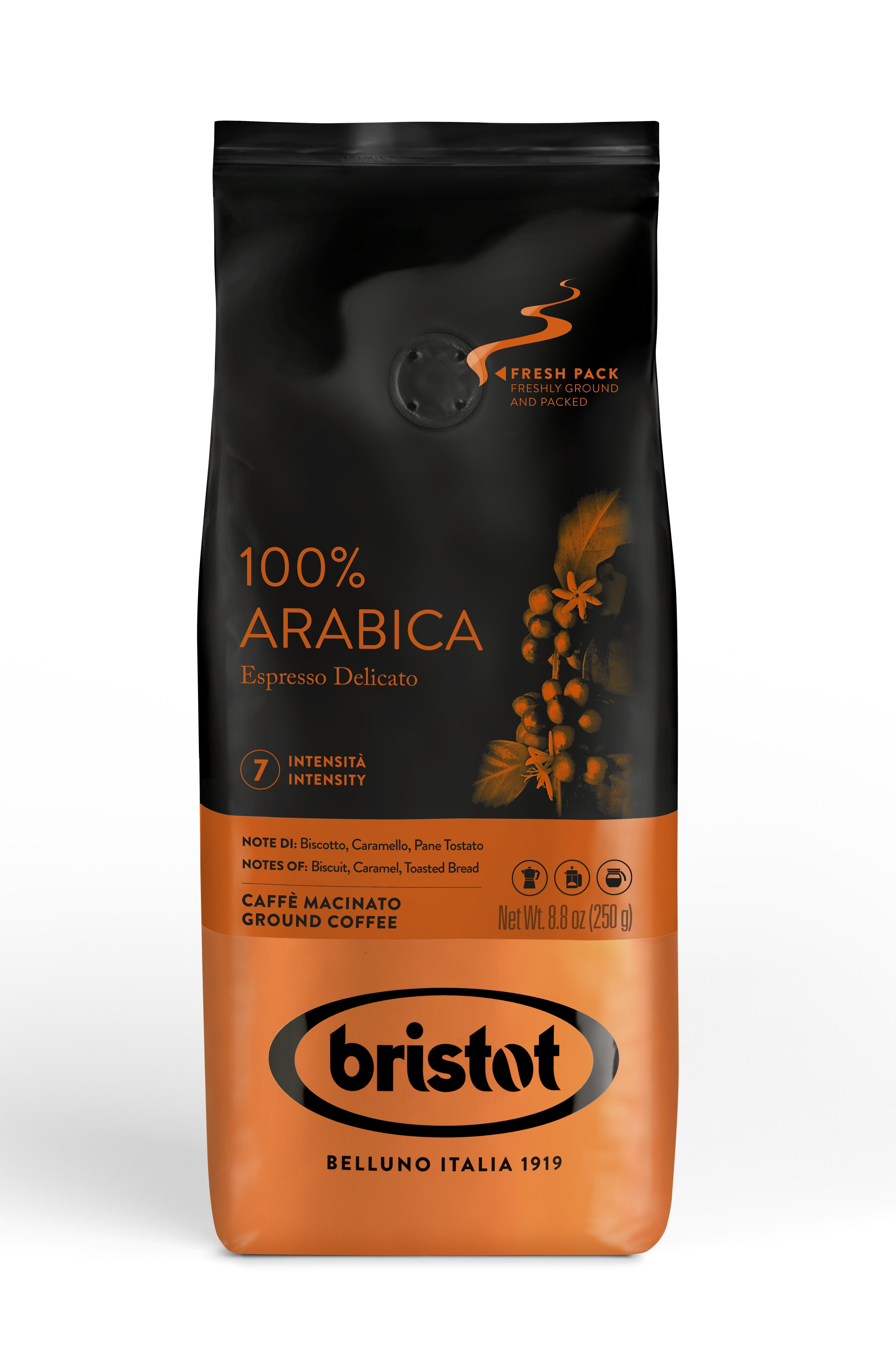 Bristot 100% Arabica 250 g malet kaffe