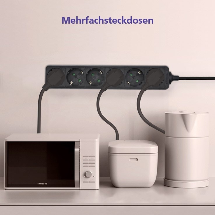 helos Steckdosenleiste CLASSIC, 6-fach, 3,0 m, ohne Schalter