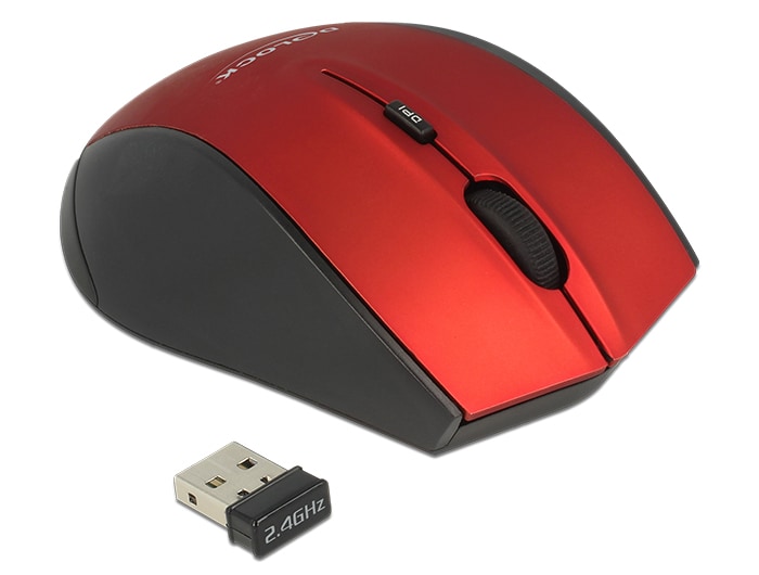 Delock ergonomisk optisk mus, 5 knappar, 2,4 GHz trådlös