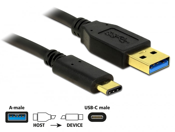 Delock USB-kabel USB 3.2 Gen 2 Typ-A till USB Type-C, 1 m