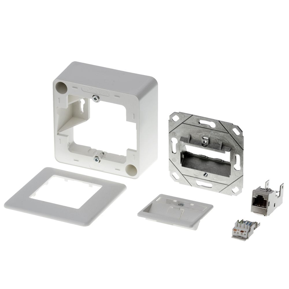METZ CONNECT E-DAT modul anslutningsdosa 1-port AP Cat.6A, renvit