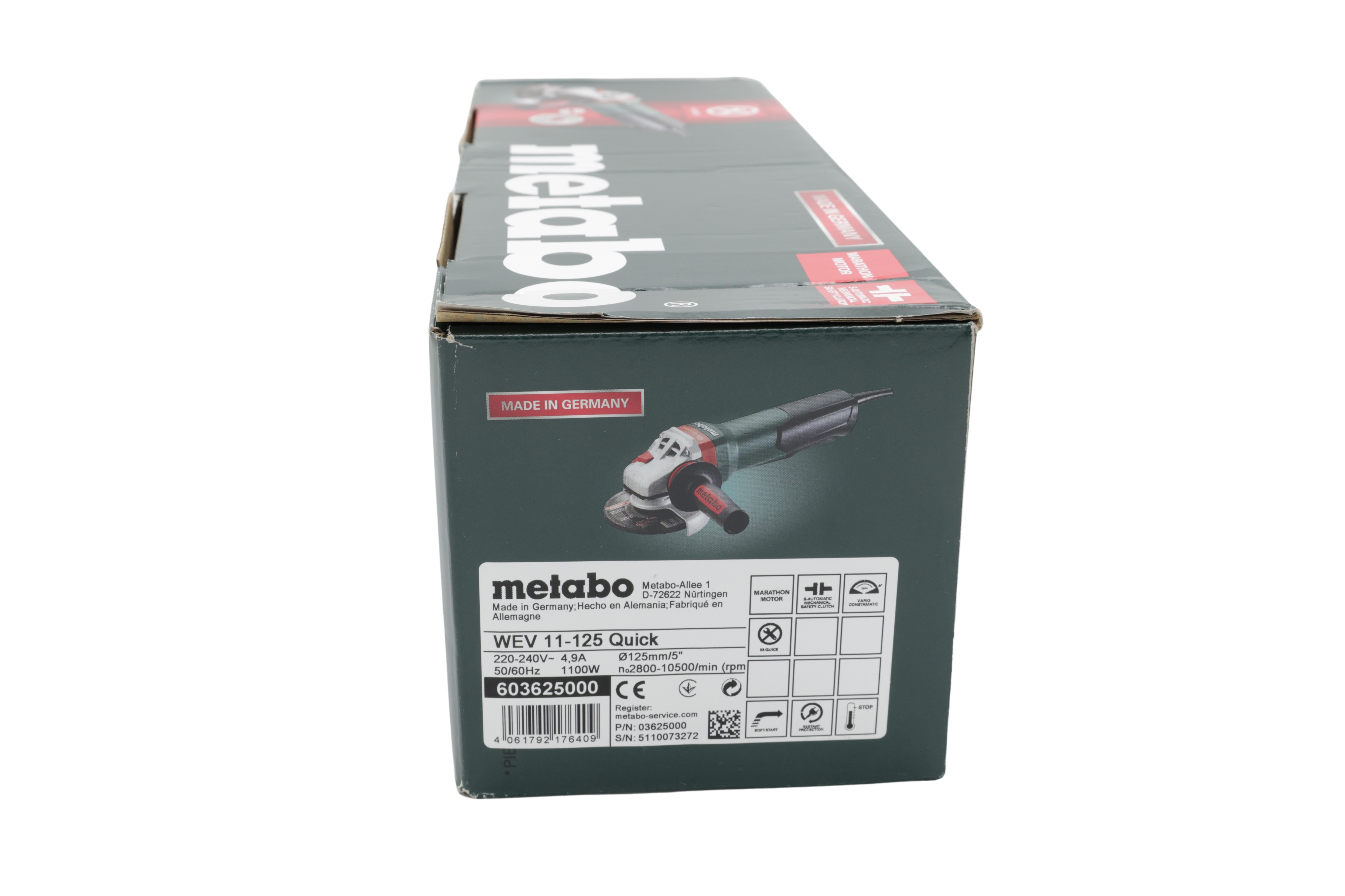 Metabo 603625000 Vinkelslip WEV 11-125 Quick med varvtalsreglering