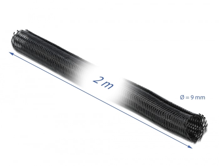 Delock självslutande flätad kabelstrumpa 2 m x 9 mm
