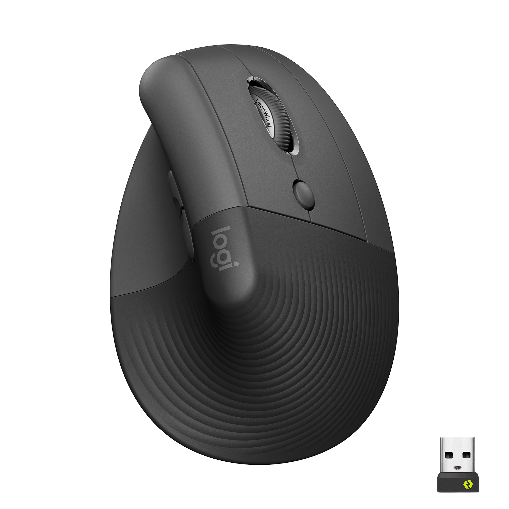 Logitech Lift – ergonomisk vertikal mus – trådlös – grafit (höger)