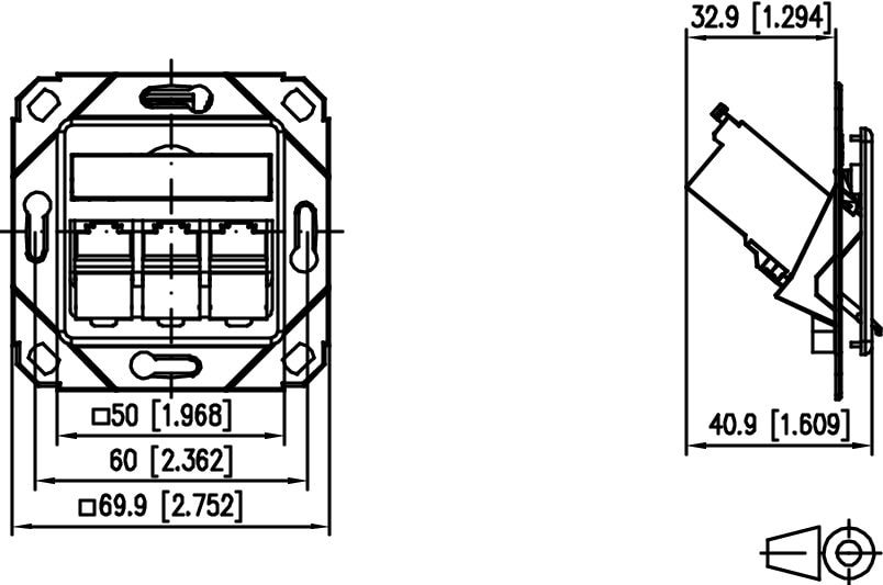 METZ CONNECT E-DAT modul 3-port UPk Cat.6A, renvit