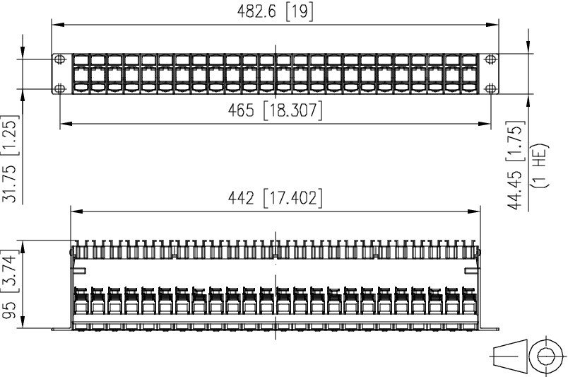 METZ CONNECT E-DAT modul 24x8(8) 1HE patchpanel Cat.6A