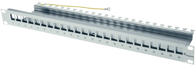 Telegärtner AMJ-S 19" modulträger/patchpanel 24 portar, obestyckad, ljusgrå