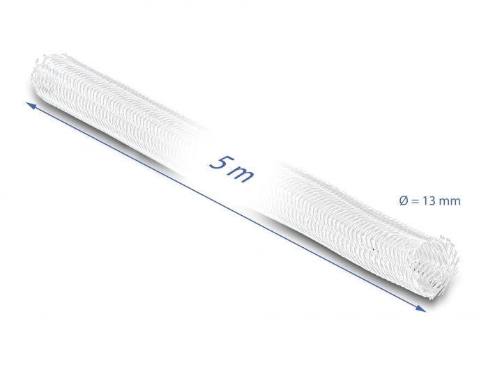 Delock självslutande flätad kabelstrumpa 5 m x 13 mm