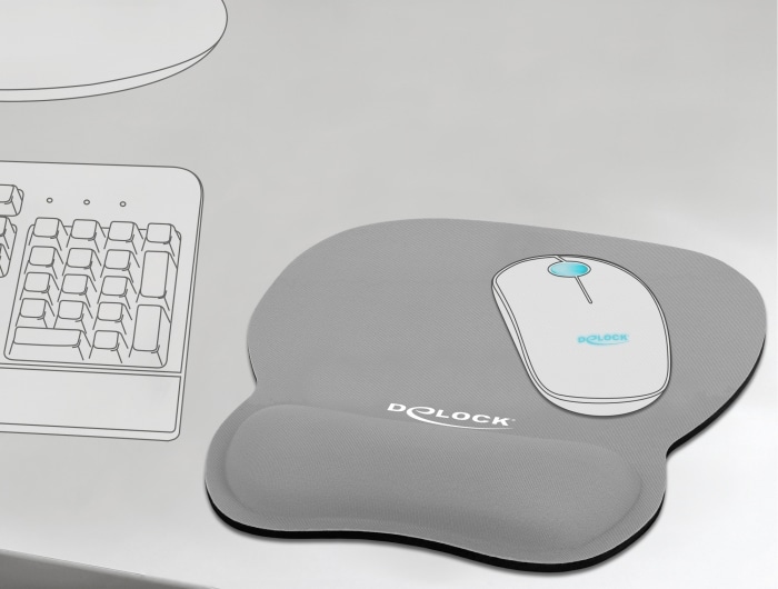 Delock ergonomisk musmatta med handledsstöd 245 x 206 mm