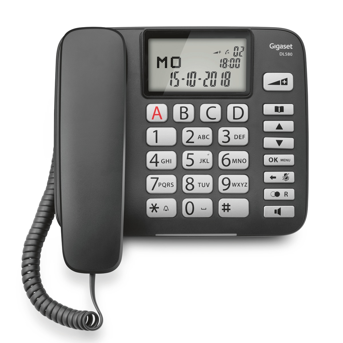 Gigaset DL580 stora knappar-telefon – svart - DEMO