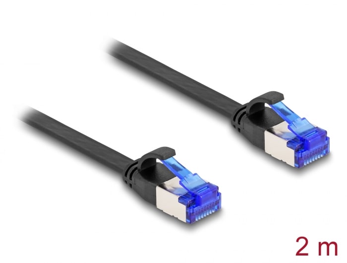 Delock RJ45 platt patchkabel, hane till hane, Cat.6A, flexibelt, 2 m