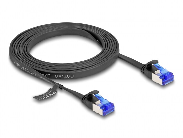 Delock RJ45 platt patchkabel, hane till hane, Cat.6A, flexibelt, 2 m
