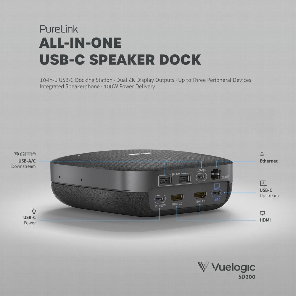 PureLink Vuelogic dockningsstation – 10-i-1 USB-C speakerdock