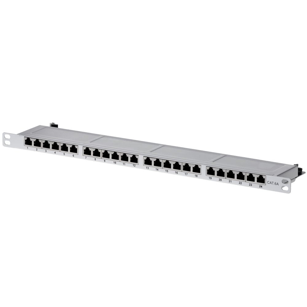 helos Cat.6a LSA 19" patchpanel 0,5 HE 24-port ljusgrå