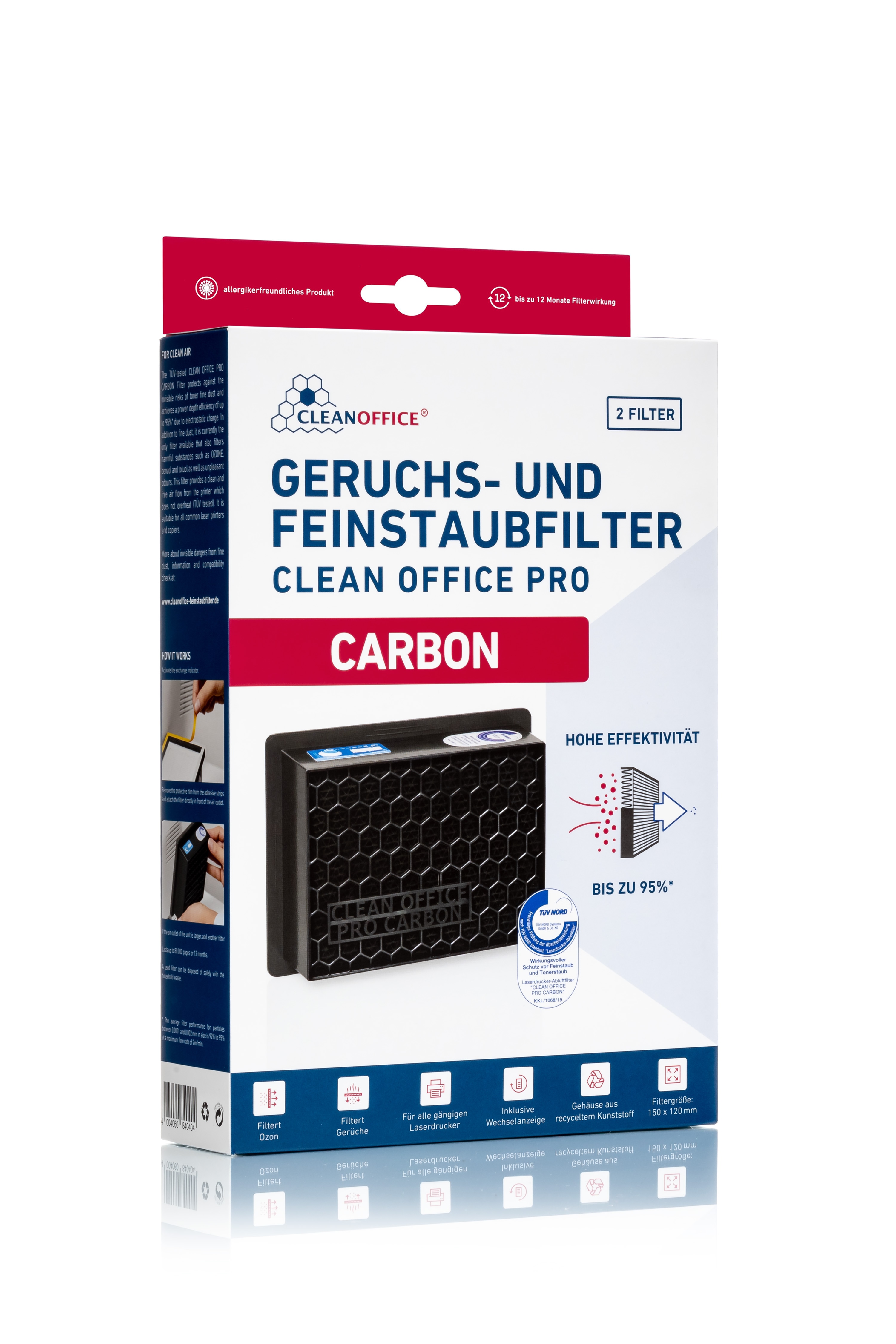 Clean Office PRO Carbon – 2-pack finfilter för laserskrivare