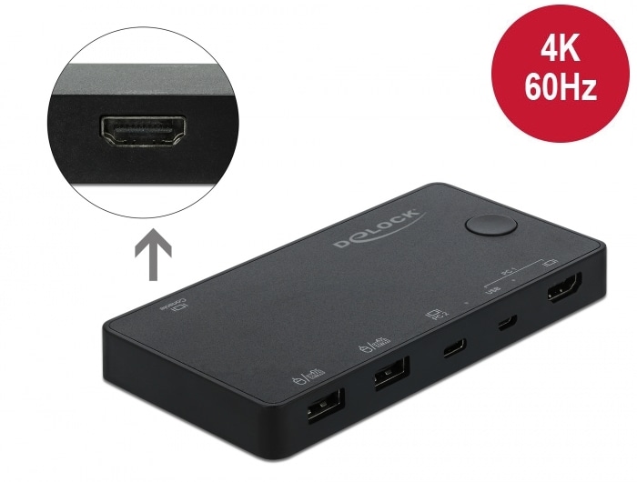 Delock HDMI / USB-C KVM-switch 4K 60 Hz med USB 2.0