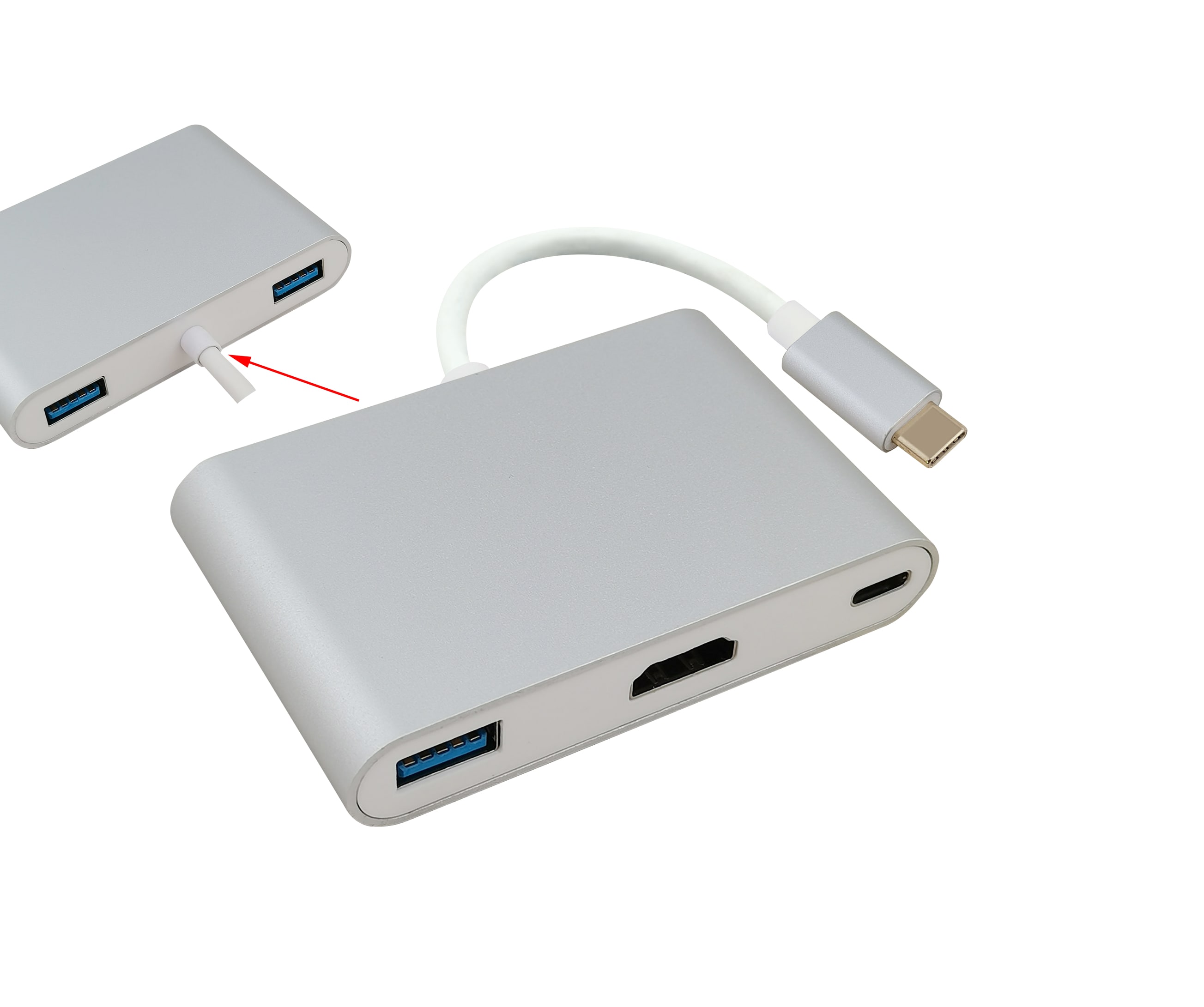 helos Dockingstation USB 3.1 Type‑C till 3x USB, HDMI och USB‑C, Premium 4K
