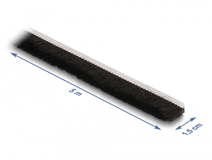 Delock borstlist självhäftande 15 mm – 5 m